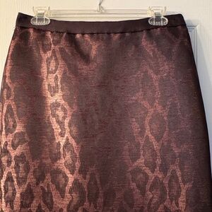 Ann Taylor Metallic maroon/gold leopard skirt